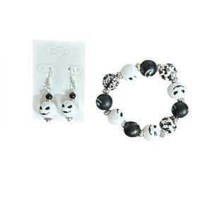 Handmade Halloween Ghost Face Bracelet & Earrings Set – Spooky Cute Jewelry